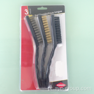 Escovas de arame com 3pcs Nylon Steel Brass Brush